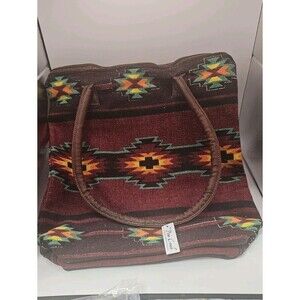 Pine Creek Woven Cotton Canvas Bag Aztec Double Handles Fall Inner Pockets NWT